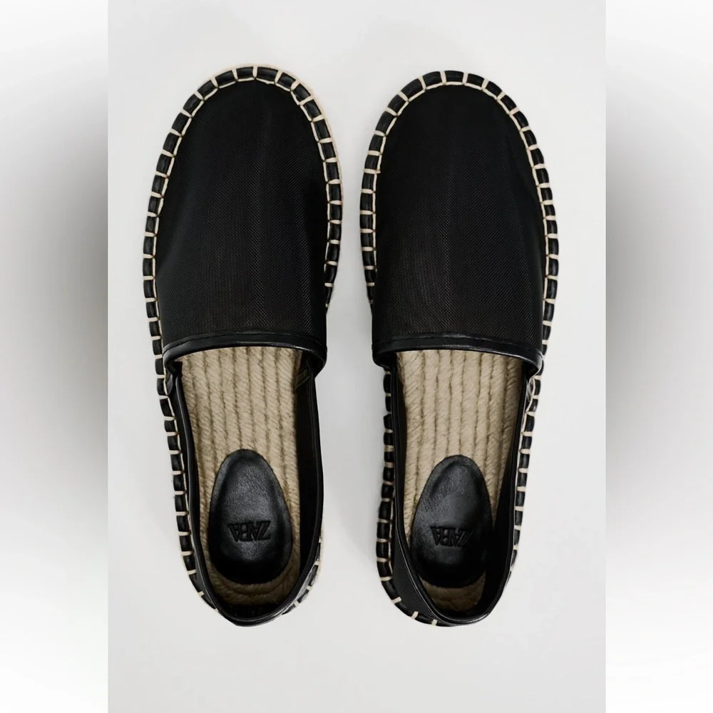 New ZARA Mesh Espadrilles With Jute Soles